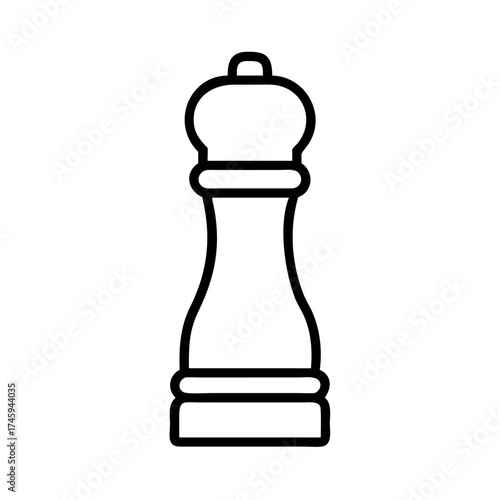 Vector art of elegant pepper grinder icon, showcasing a simple outline design for culinary themes and kitchenware illustrations