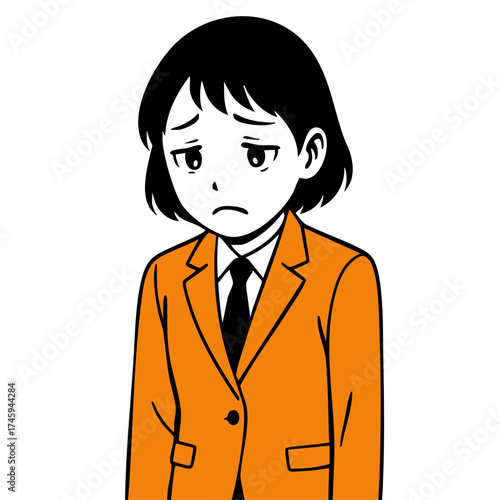 漫画イラストスーツ女性落ち込む