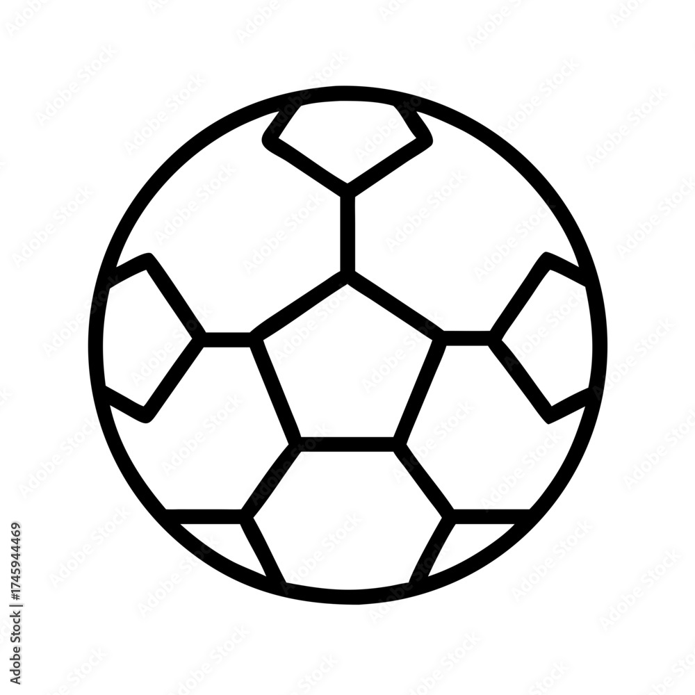 Fototapeta premium Vector art of a classic soccer ball with a pattern of hexagons and pentagons, a simple line drawing of a football