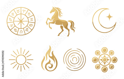 Majestic bronze horse sculpture on olive background with year 2026