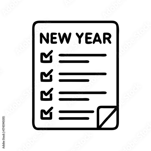 Vector art of new year resolution checklist a list of goals and tasks for the upcoming year, symbolizing planning, motivation, and selfimprovement