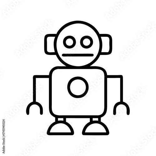 Illustration of a cute robot with a square body perfect for technology, science, or childrens designs and projects
