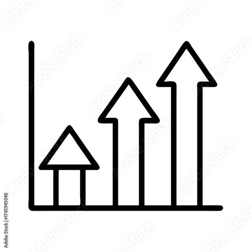 Vector art of growth chart showing an upward trend, symbolizing progress, success, and positive development in business and finance