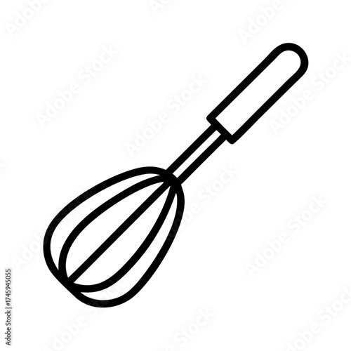 Vector art of a simple whisk outline, perfect for culinarythemed designs, recipe illustrations, or kitchenware projects