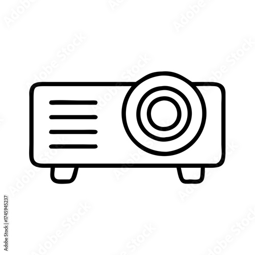 Vector art of projector icon outline vector sign linear style pictogram isolated on white symbol, logo illustration pixel perfect
