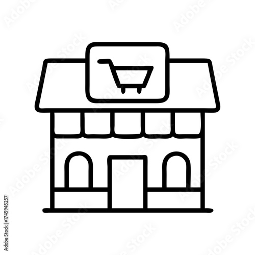 Vector art of minimalist line art illustration of a store, showcasing a simple yet effective design for a retail business