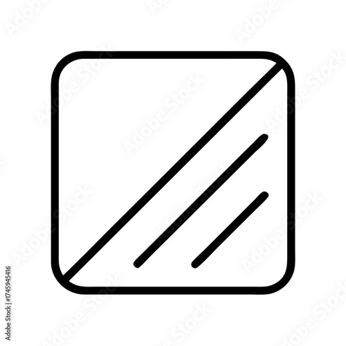 Vector art of delicate line art icon of a square with diagonal lines, symbolizing a gentle and airy touch, perfect for minimalist designs