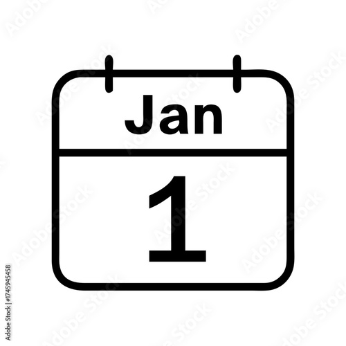 Vector art of calendar icon showing january 1st, representing the start of the new year, a holiday, or an important event