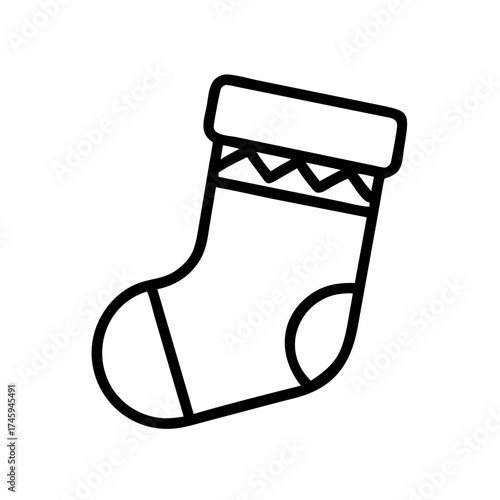 Vector art of christmas stocking with zigzag pattern, a symbol of holiday cheer and anticipation for gifts and surprises