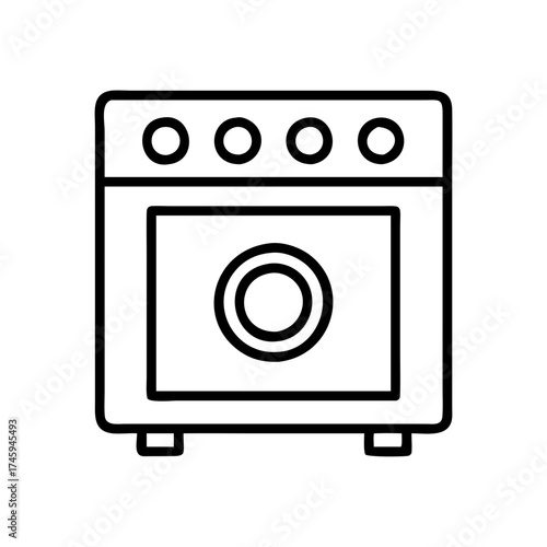 Illustration of a washing machine, showcasing its design and functionality for laundry and garment care in the household