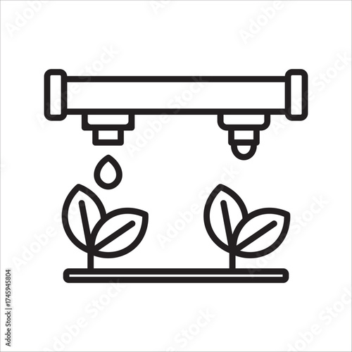 Drip irrigation icon. Water management. Precision agriculture.