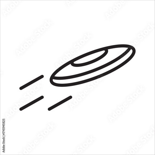 Flying disc icons in black line and filled versions