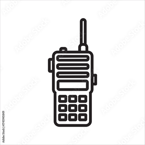 Simple illustration of a portable two-way radio communication device with an antenna and buttons
