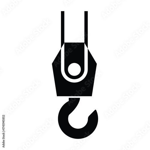 Crane hook lifting equipment construction tool icon