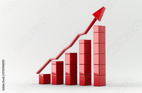 3D Red Arrow Pointing Up-Right with Growing Bar Graph on White Background, Simple Shapes & Lines Free Download 3D Red Arrow Pointing Up-Right with Growing Bar Graph on White Background, Simple Shapes & Lines - GFXLoad
