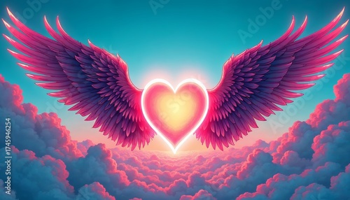 Celestial Heart A Glowing Love Among the Clouds