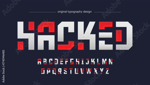 futuristic shapes red and silver 3d typography