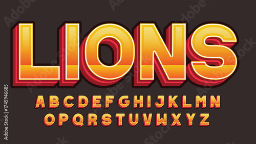 orange 3d chrome sports team text style font