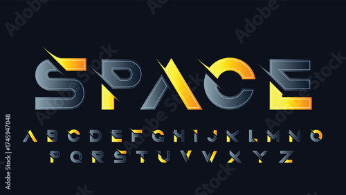 dark grey and yellow futuristic speed isolated letters