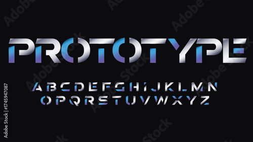 chrome and blue futuristic typography