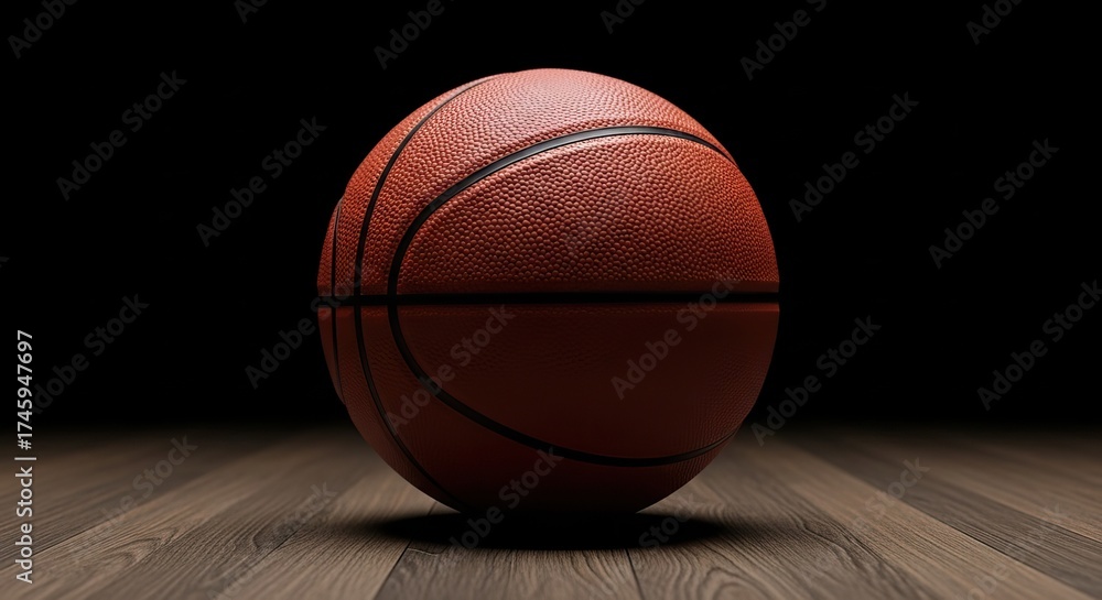 Obraz premium Closeup of a basketball on a wooden floor