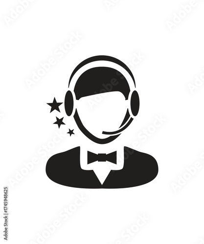 Customer service male with stars logo icon design illustration