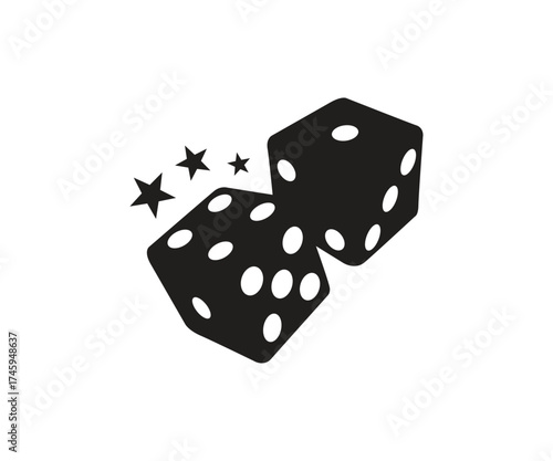 Dice silhouette with stars logo icon design illustration