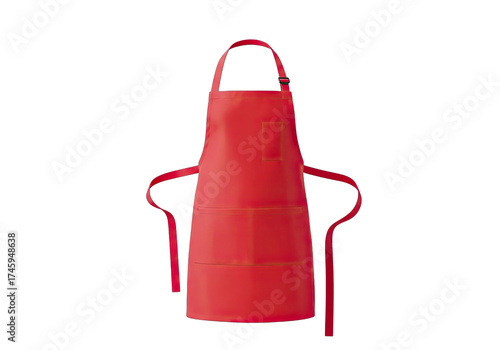 A Vibrant Red Apron Isolated on Black Background Perfect for Cooking or Crafting Projects