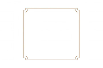 Golden rectangle border frame with decorative corners, featuring a transparent background for graphic design elements