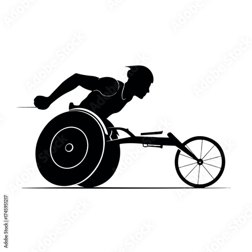 Black silhouette of a para athlete in a racing wheelchair.