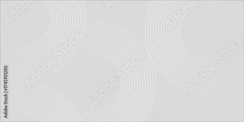 simple white glowing geometric lines on gray background. Modern shiny blue circle lines pattern. Futuristic technology concept style. vector
