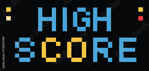 Pixel art high score display on dark background simple video game style