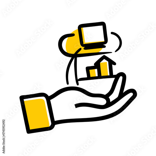 hand holding work from home desk