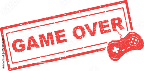 vector illustration red rubber stamp game over text and joystick concept icon