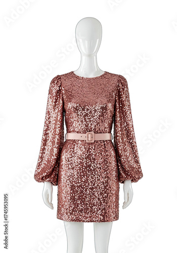 Elegant sequined dress on a mannequin showcasing fashion and style, luxury and design
