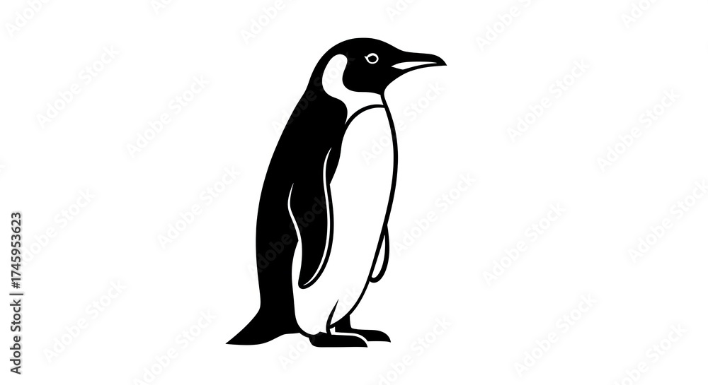 Obraz premium Emperor penguin silhouette isolated on white