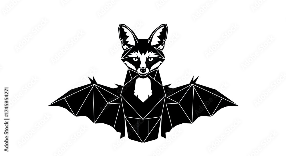 Obraz premium Geometric bat illustration isolated white background