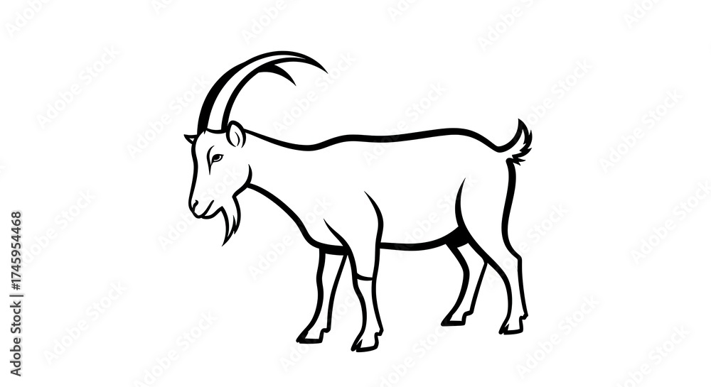 Fototapeta premium Goat illustration silhouette isolated white background