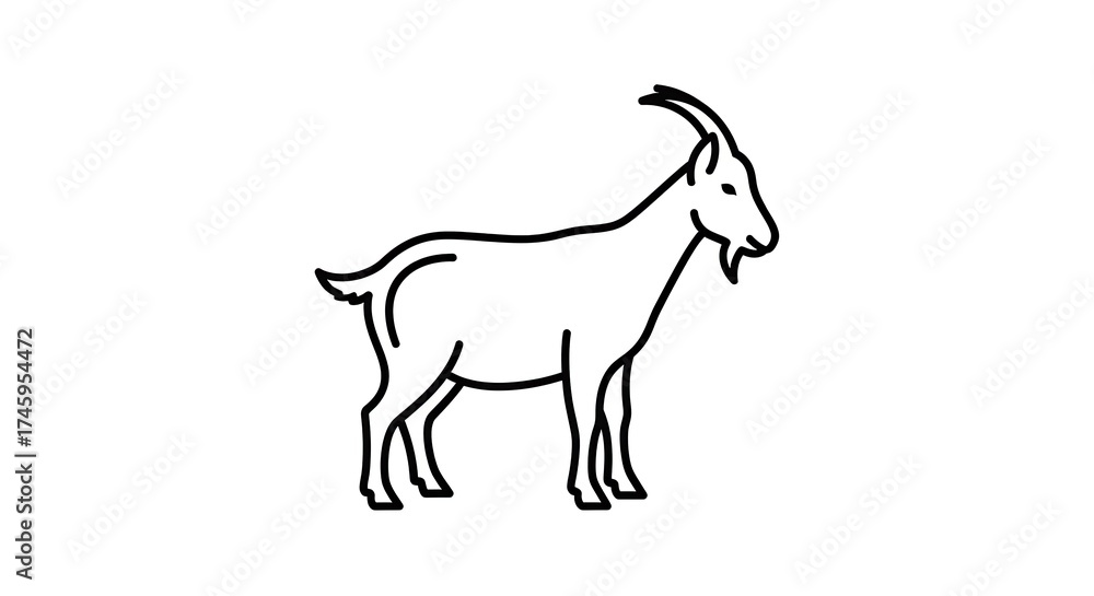 Fototapeta premium Goat outline illustration on white