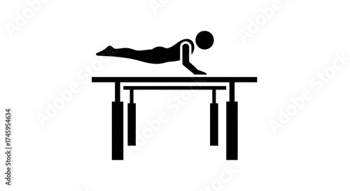 Gymnast performing artistic gymnastics on parallel bars silhouette