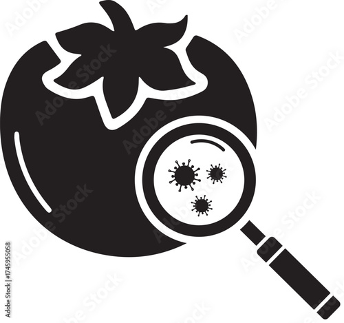 Icon of a contaminated tomato under inspection