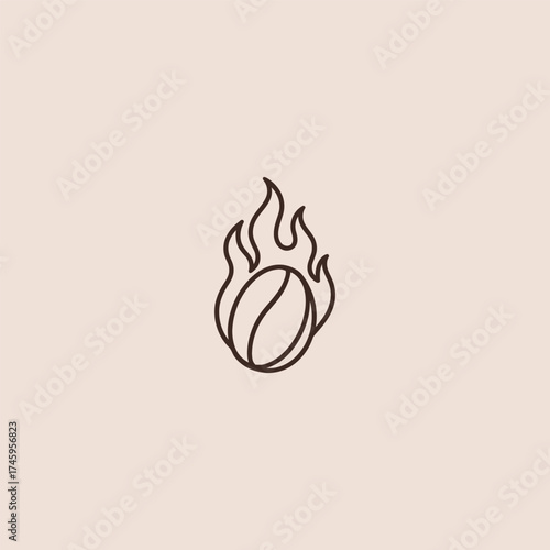 Flaming coffee line art hot beverage logo design.