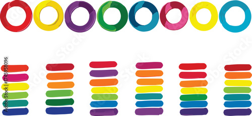 Colorful abstract design Circles and stacked bars representing growth, progress, and vibrancy for creative projects