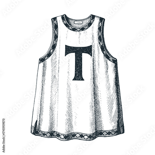 Tabard Surcoat. Black and White Icon Vector and Illustration