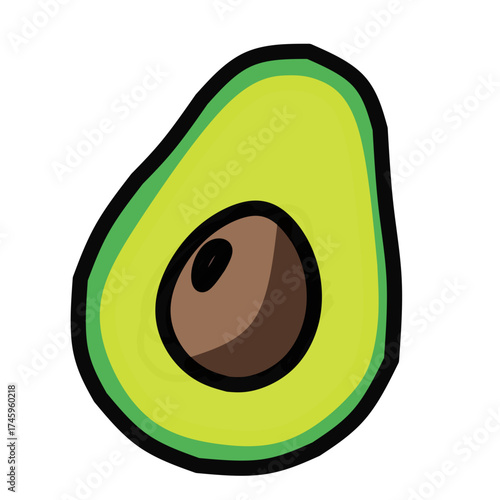 Avocado Fruit Flat Vector Illustration for Healthy Vegan Nutrition Design