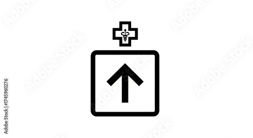 Healthcare symbol upward arrow with plus sign