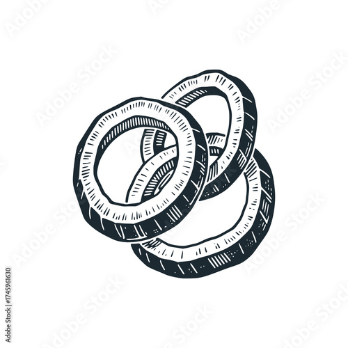 The onion rings – Black and White Icon Vector and Illustration