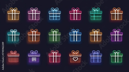 Neon Gift Boxes Collection for Celebrations and Holidays