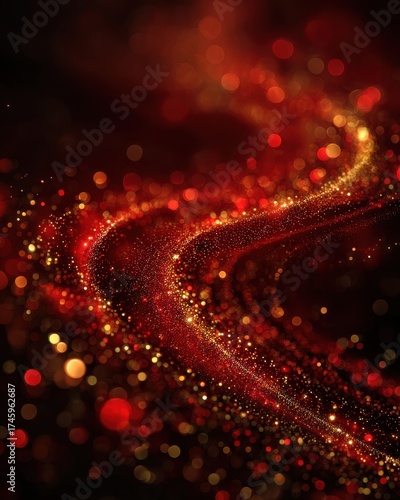 Abstract Background with Shimmering Red and Gold Light Effects