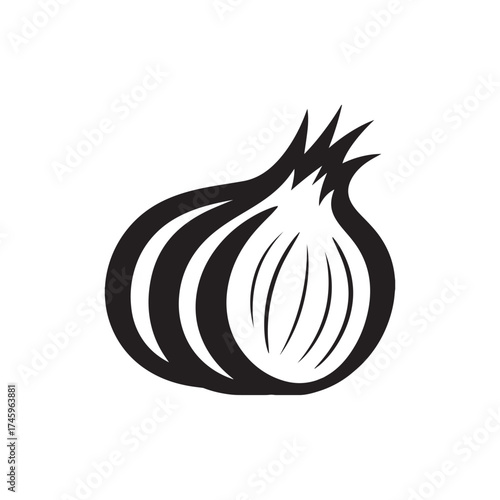 Minimalist Onion Silhouette for Food and Farm Icons